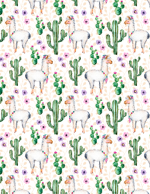 Modern roller blind Llamas and cacti