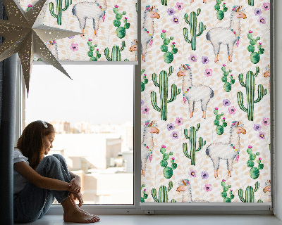 Modern roller blind Llamas and cacti