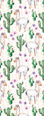 Modern roller blind Llamas and cacti