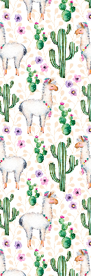 Modern roller blind Llamas and cacti