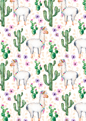 Modern roller blind Llamas and cacti