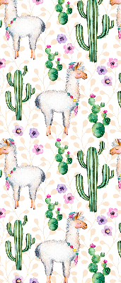 Modern roller blind Llamas and cacti