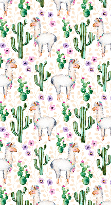Modern roller blind Llamas and cacti