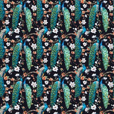 Fabric roller blind Peacock with flowers