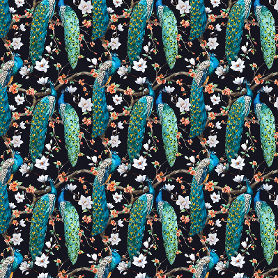 Fabric roller blind Peacock with flowers
