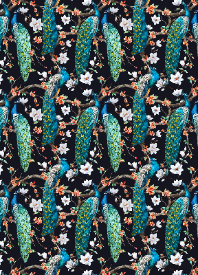 Fabric roller blind Peacock with flowers