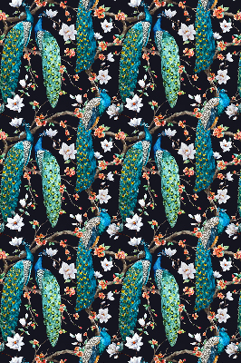 Fabric roller blind Peacock with flowers