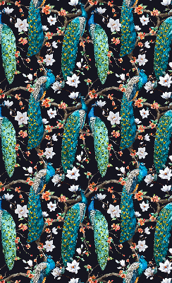 Fabric roller blind Peacock with flowers