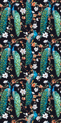 Fabric roller blind Peacock with flowers