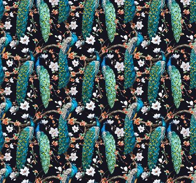 Fabric roller blind Peacock with flowers
