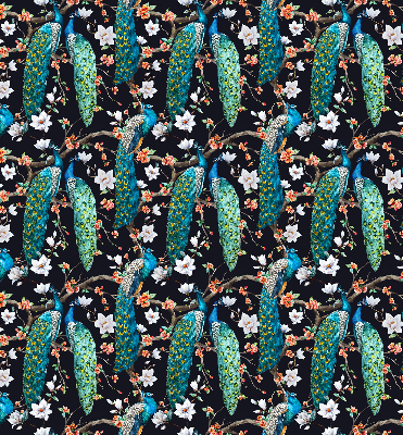 Fabric roller blind Peacock with flowers