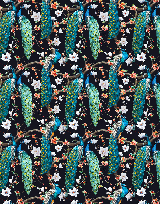 Fabric roller blind Peacock with flowers