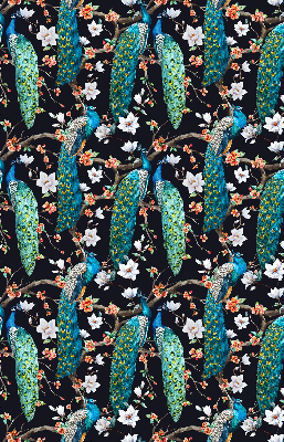 Fabric roller blind Peacock with flowers