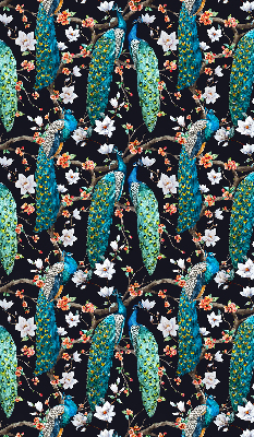 Fabric roller blind Peacock with flowers