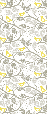 Roller blind for large window Yellow birds on gray branches
