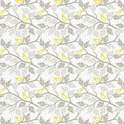 Roller blind for large window Yellow birds on gray branches