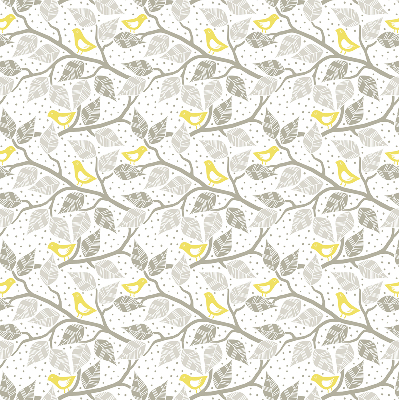 Roller blind for large window Yellow birds on gray branches