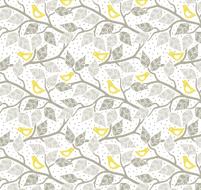 Roller blind for large window Yellow birds on gray branches