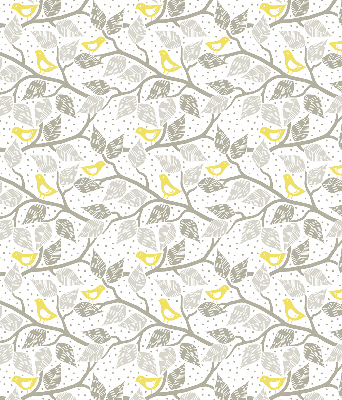 Roller blind for large window Yellow birds on gray branches