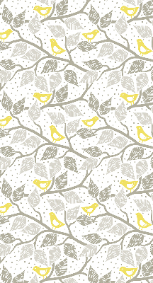 Roller blind for large window Yellow birds on gray branches