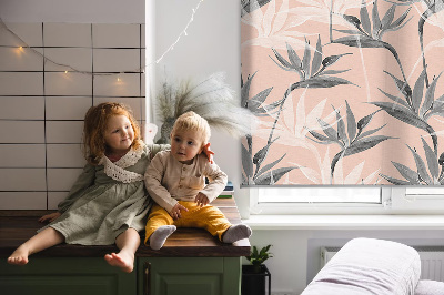 Modern roller blind Gray flowers