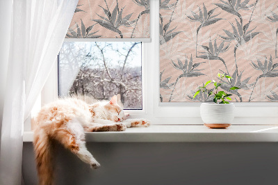 Modern roller blind Gray flowers