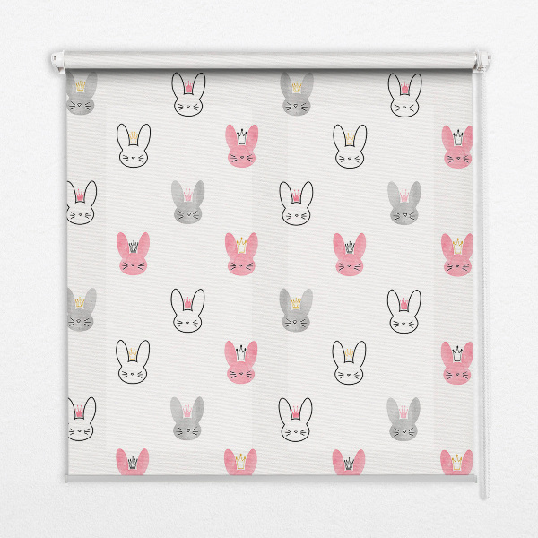 Modern roller blind Colorful rabbits in crowns