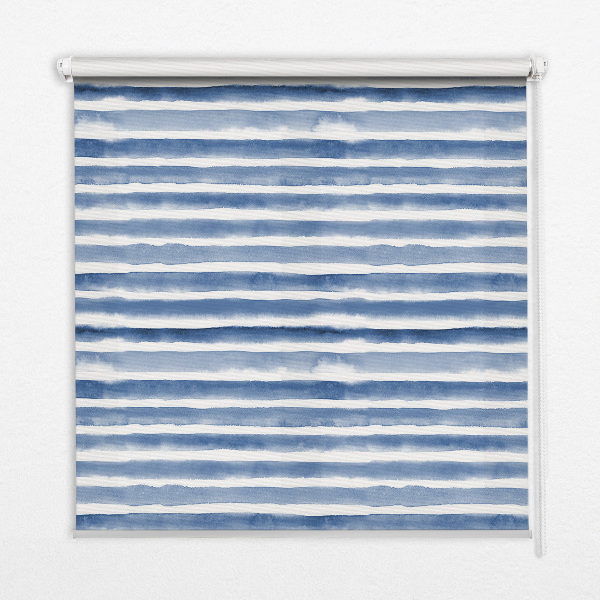 Roller blind for large window Painted blue stripes