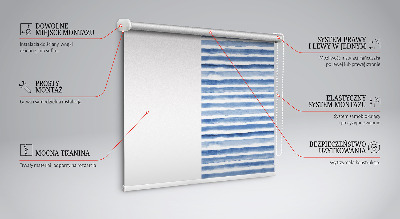 Roller blind for large window Painted blue stripes