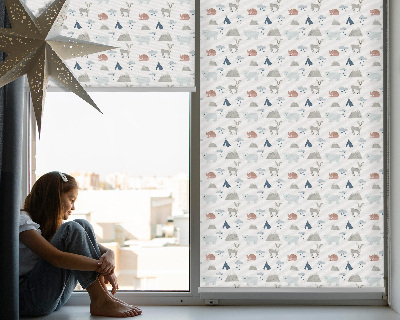 Fabric roller blind Mountains rain animals