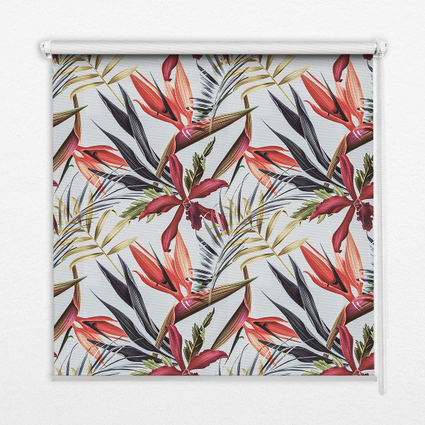 Roller blind for large window Exotic leaves