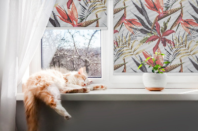 Roller blind for large window Exotic leaves