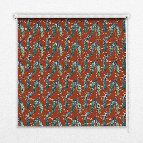 Fabric roller blind Peacocks on the branches