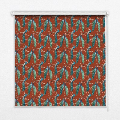 Fabric roller blind Peacocks on the branches