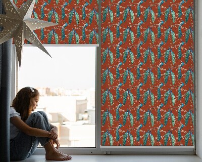 Fabric roller blind Peacocks on the branches