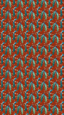 Fabric roller blind Peacocks on the branches