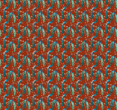 Fabric roller blind Peacocks on the branches