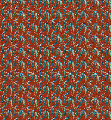 Fabric roller blind Peacocks on the branches
