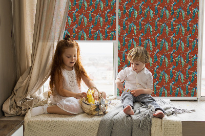 Fabric roller blind Peacocks on the branches