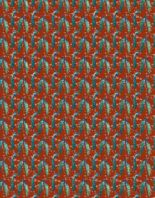 Fabric roller blind Peacocks on the branches