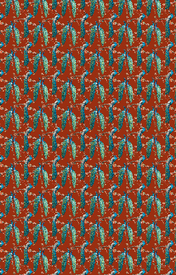 Fabric roller blind Peacocks on the branches