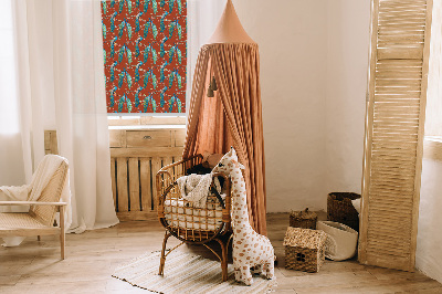 Fabric roller blind Peacocks on the branches