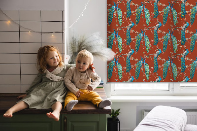 Fabric roller blind Peacocks on the branches