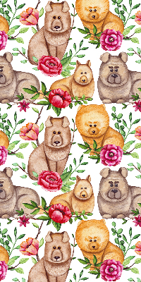 Modern roller blind Dogs among the flowers