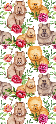 Modern roller blind Dogs among the flowers