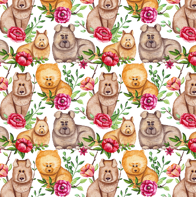 Modern roller blind Dogs among the flowers