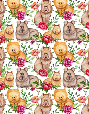 Modern roller blind Dogs among the flowers