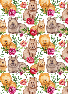 Modern roller blind Dogs among the flowers