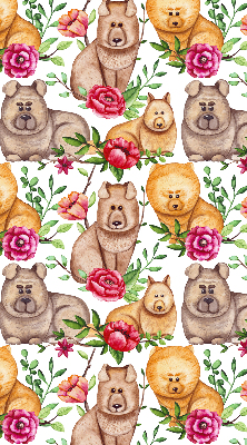 Modern roller blind Dogs among the flowers