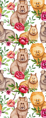Modern roller blind Dogs among the flowers